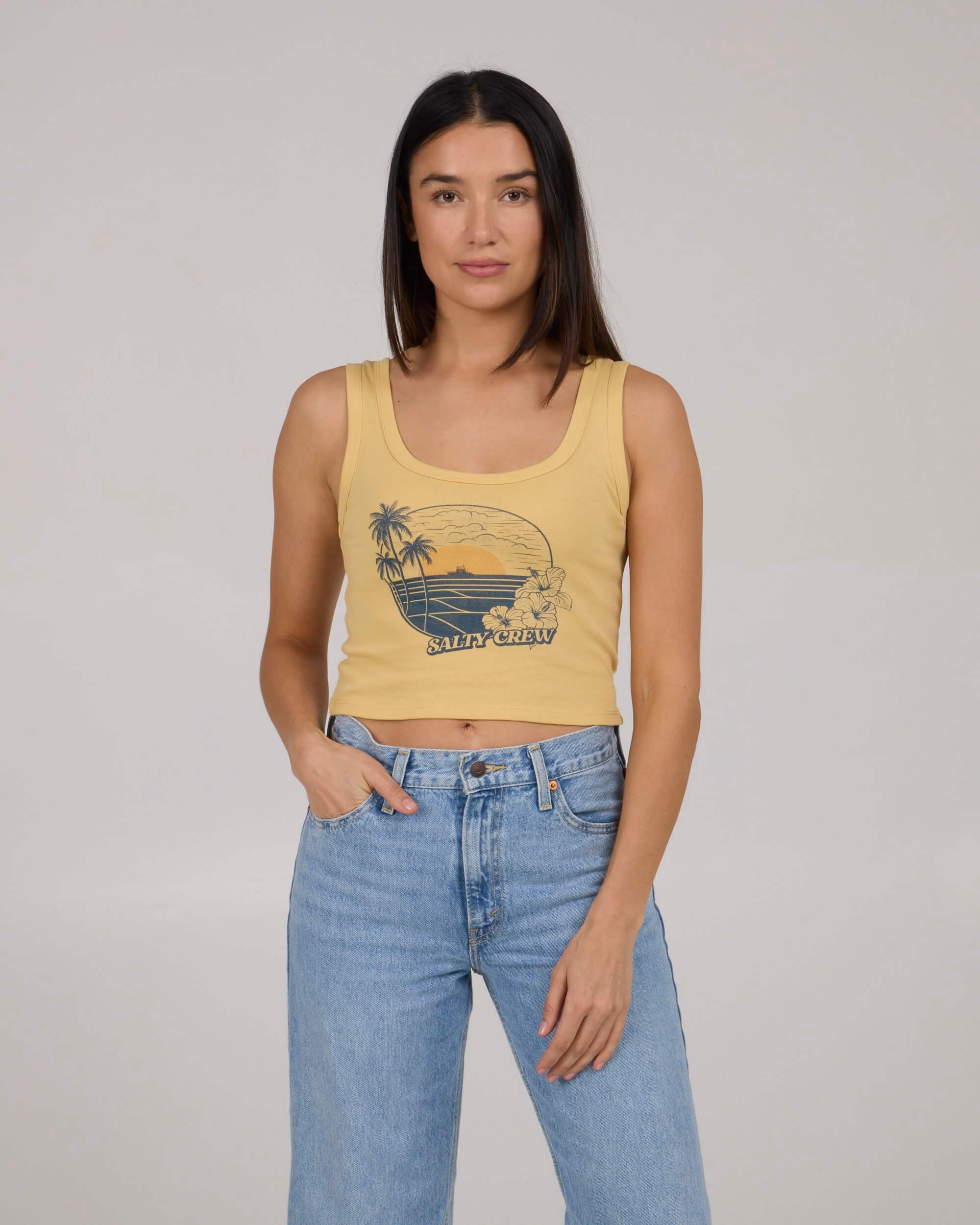 Beach Scene Tank - Dusty Gold