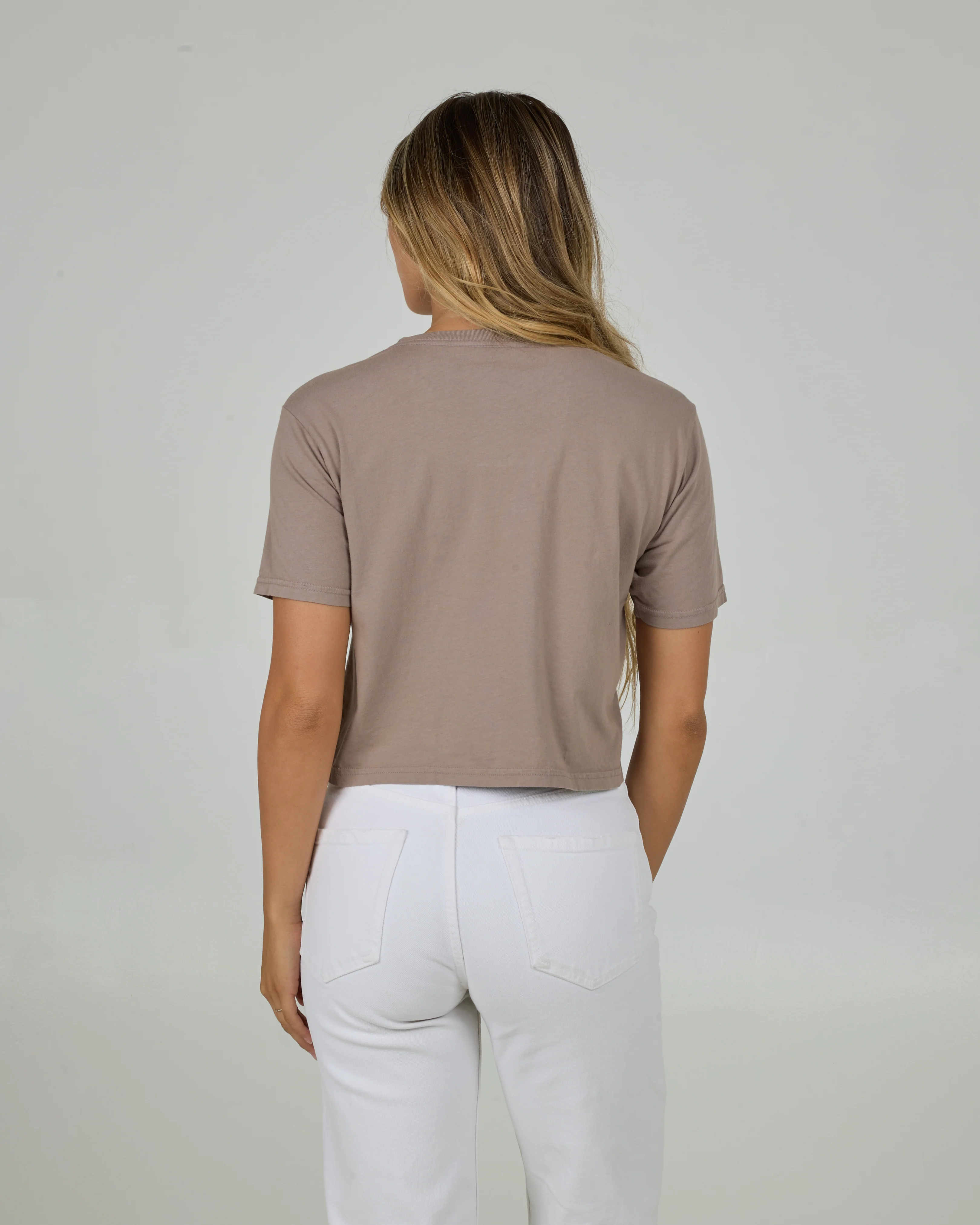 Even Keel Crop Tee - Taupe - Image 2