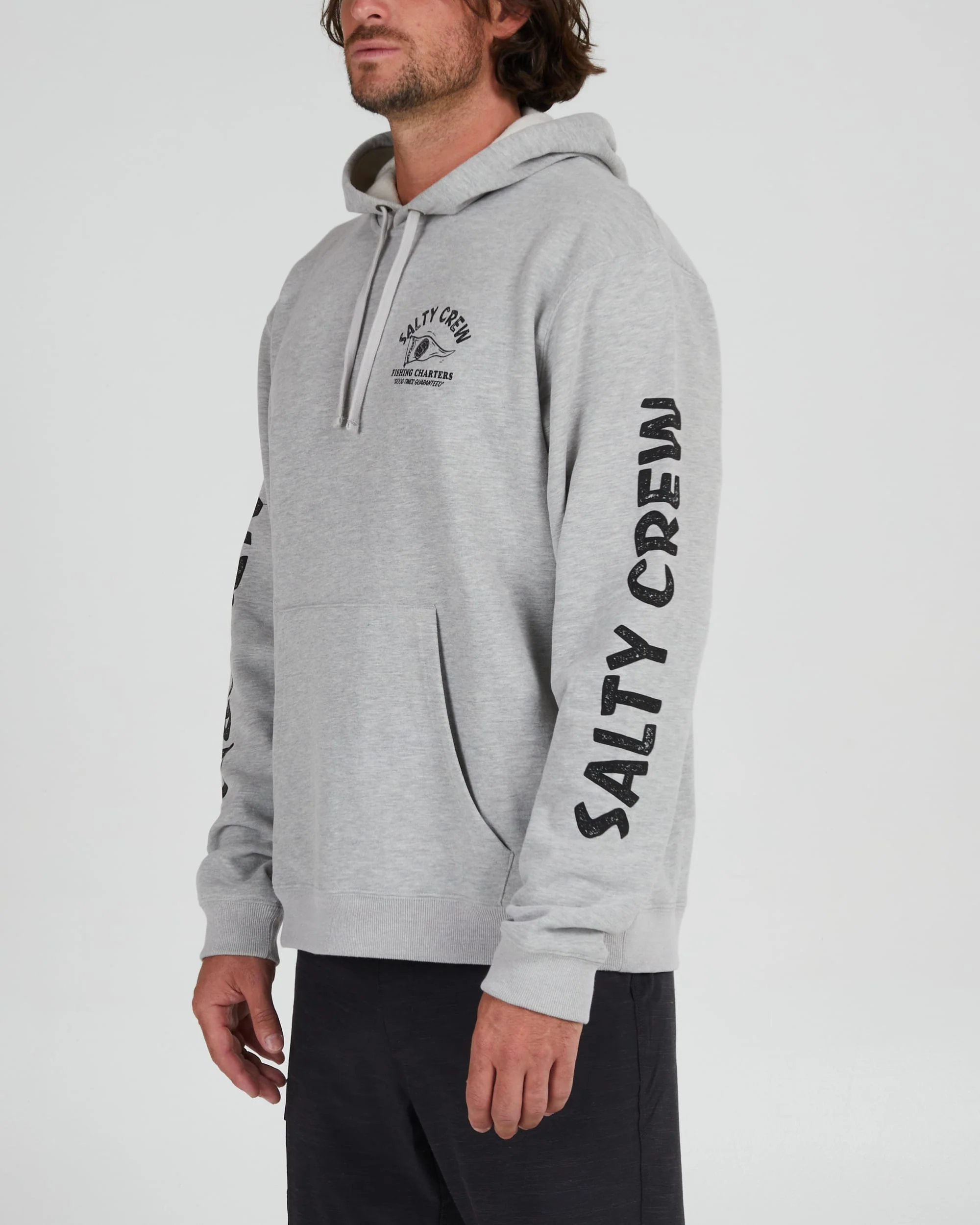 Fishing Charters Hooded Fleece - Heather Grey - Image 3