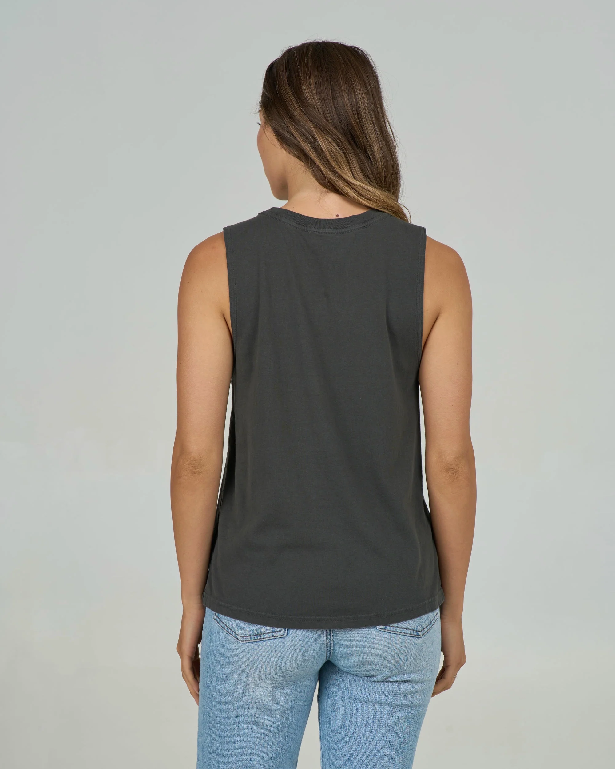 Keyhole Muscle Tank - Charcoal - Image 2