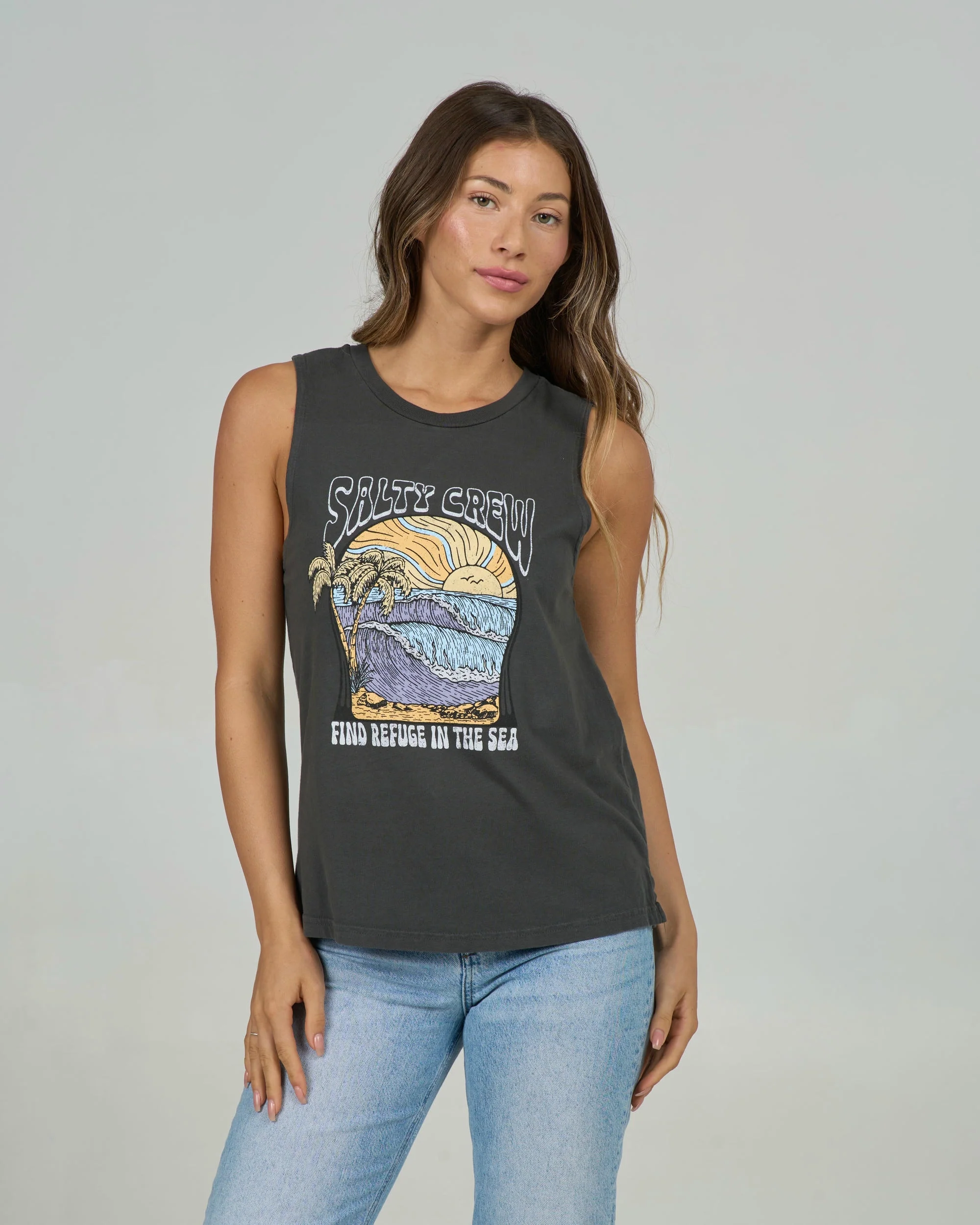 Keyhole Muscle Tank - Charcoal - Image 3