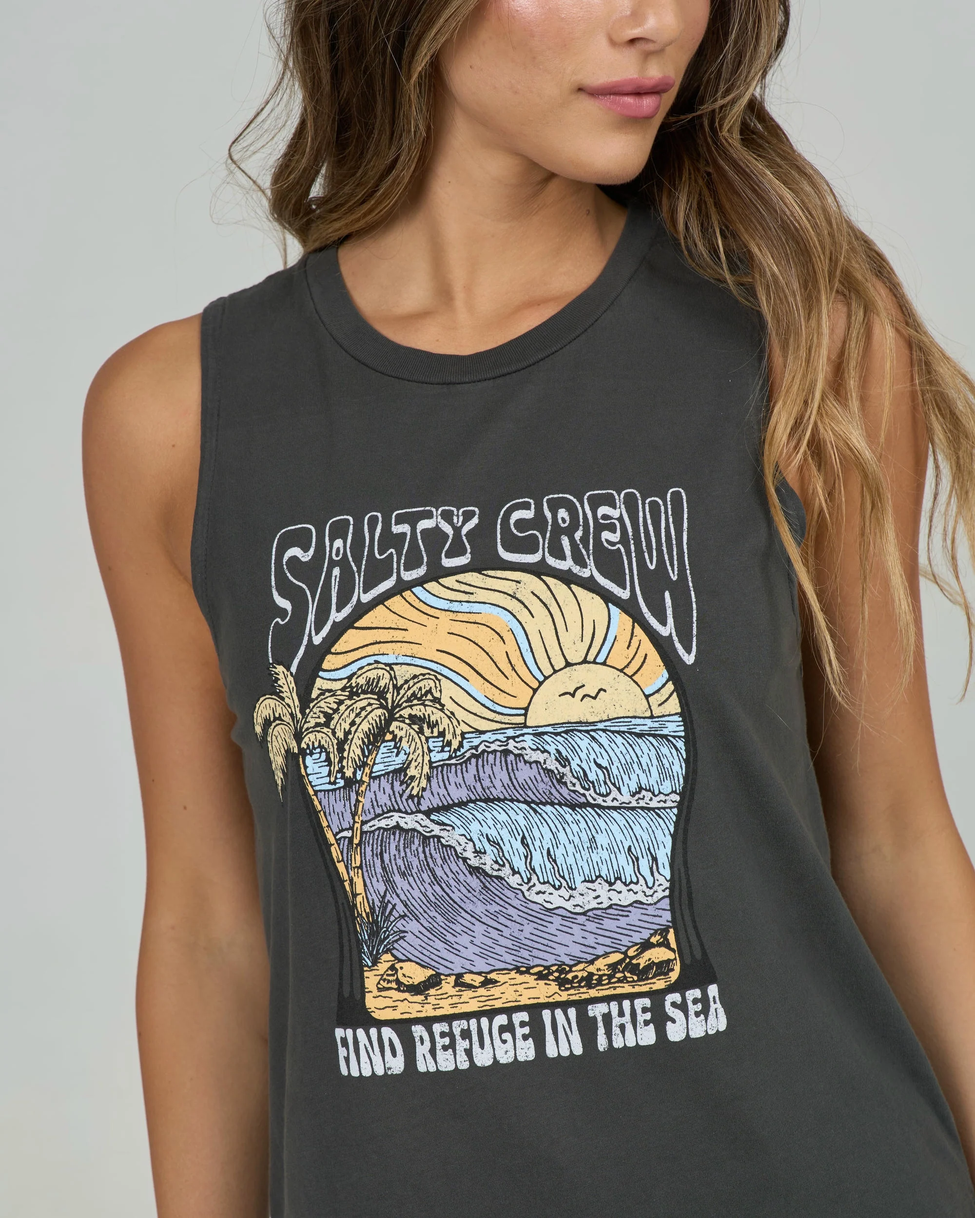 Keyhole Muscle Tank - Charcoal - Image 5