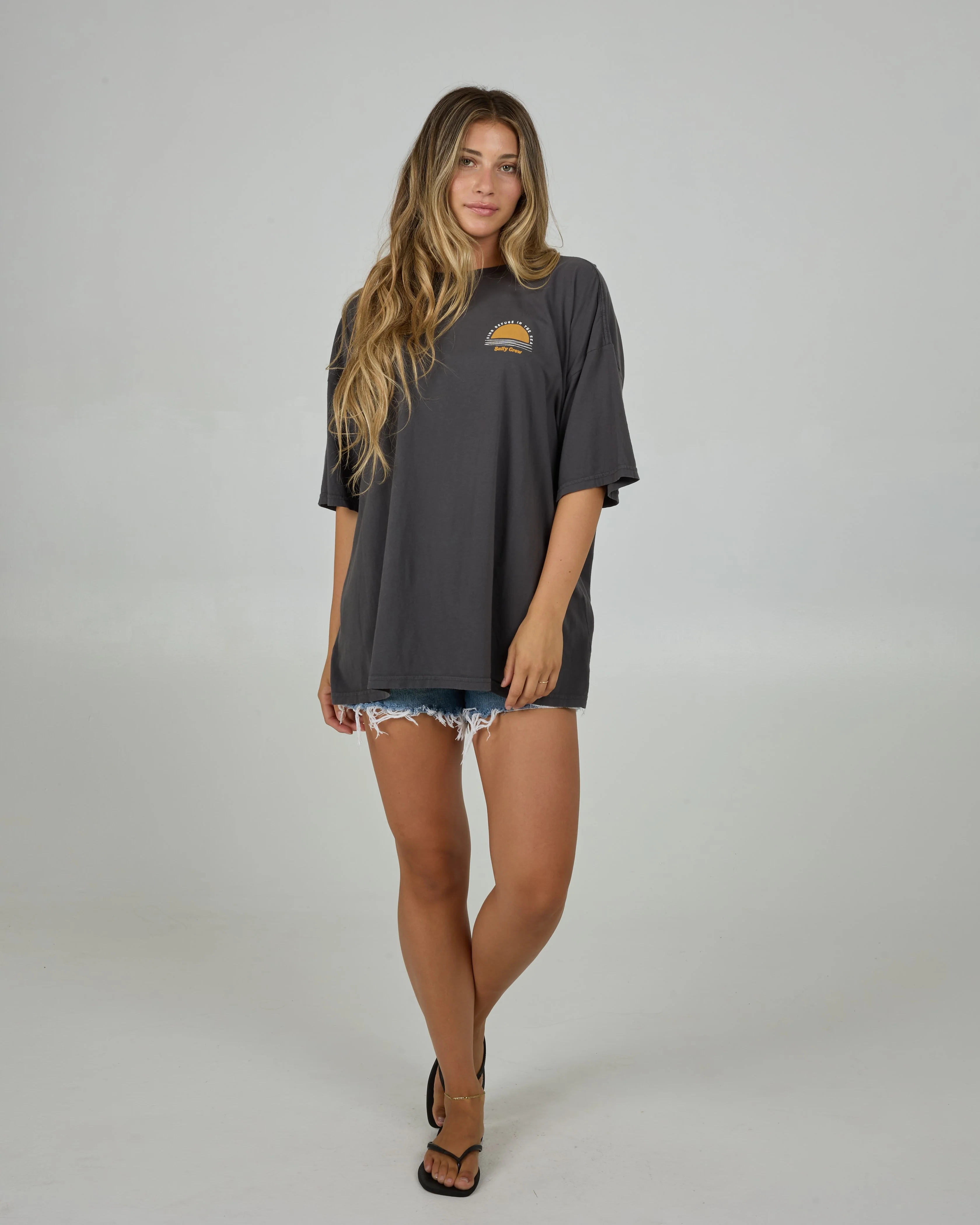 Palm Set Cover Up Tee - Charcoal - Image 4