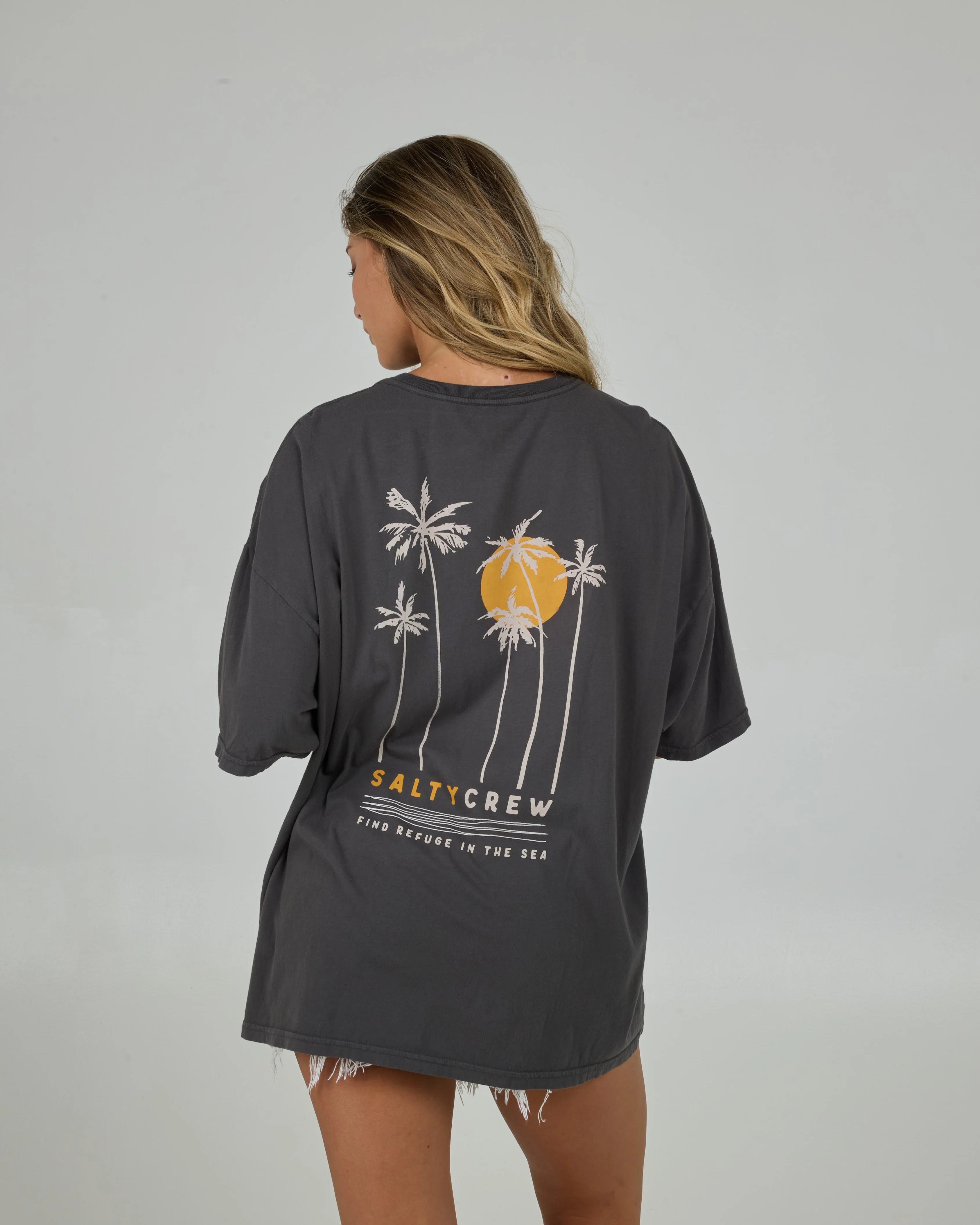 Palm Set Cover Up Tee - Charcoal - Image 5