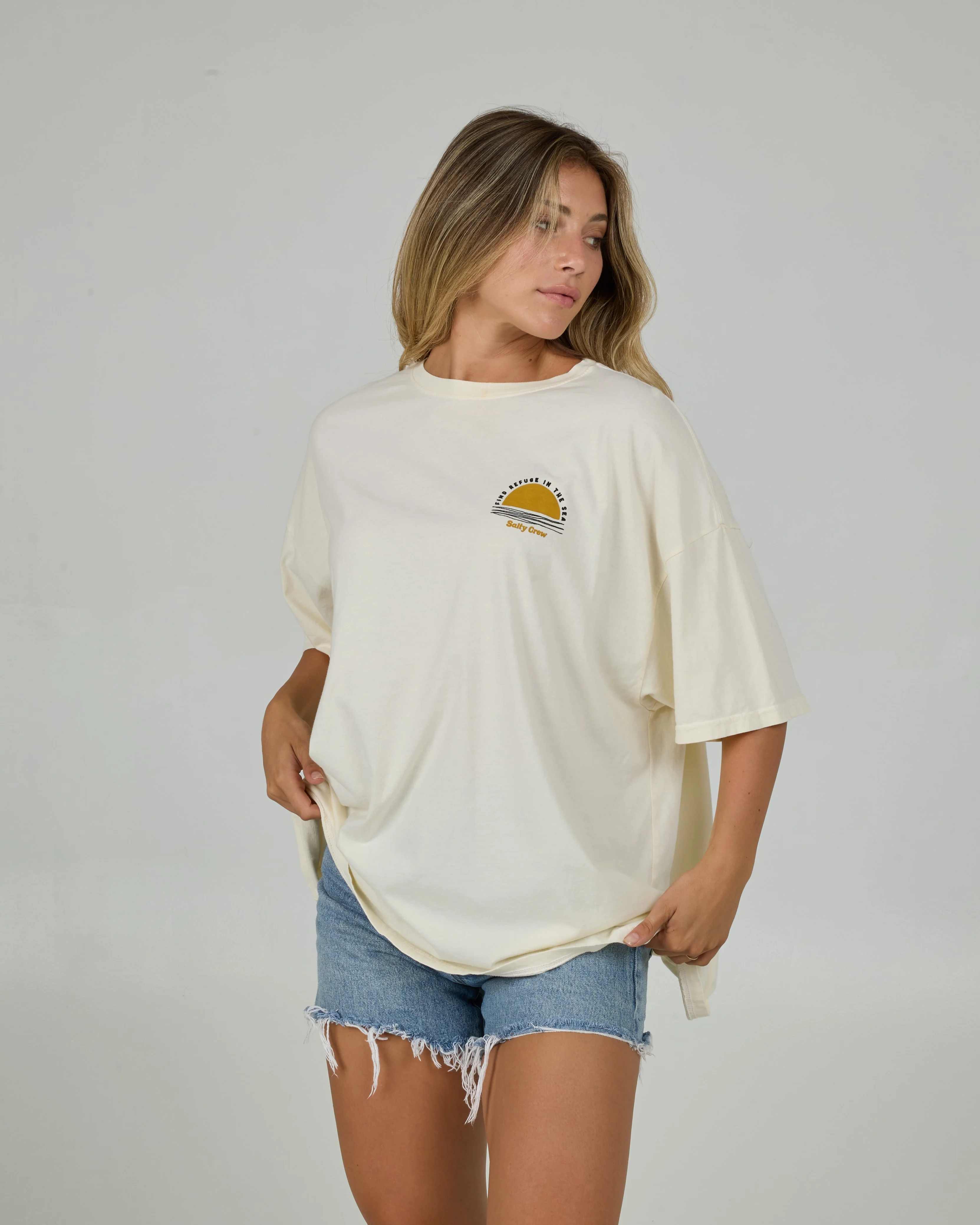 Palm Set Cover Up Tee - Off White - Image 5