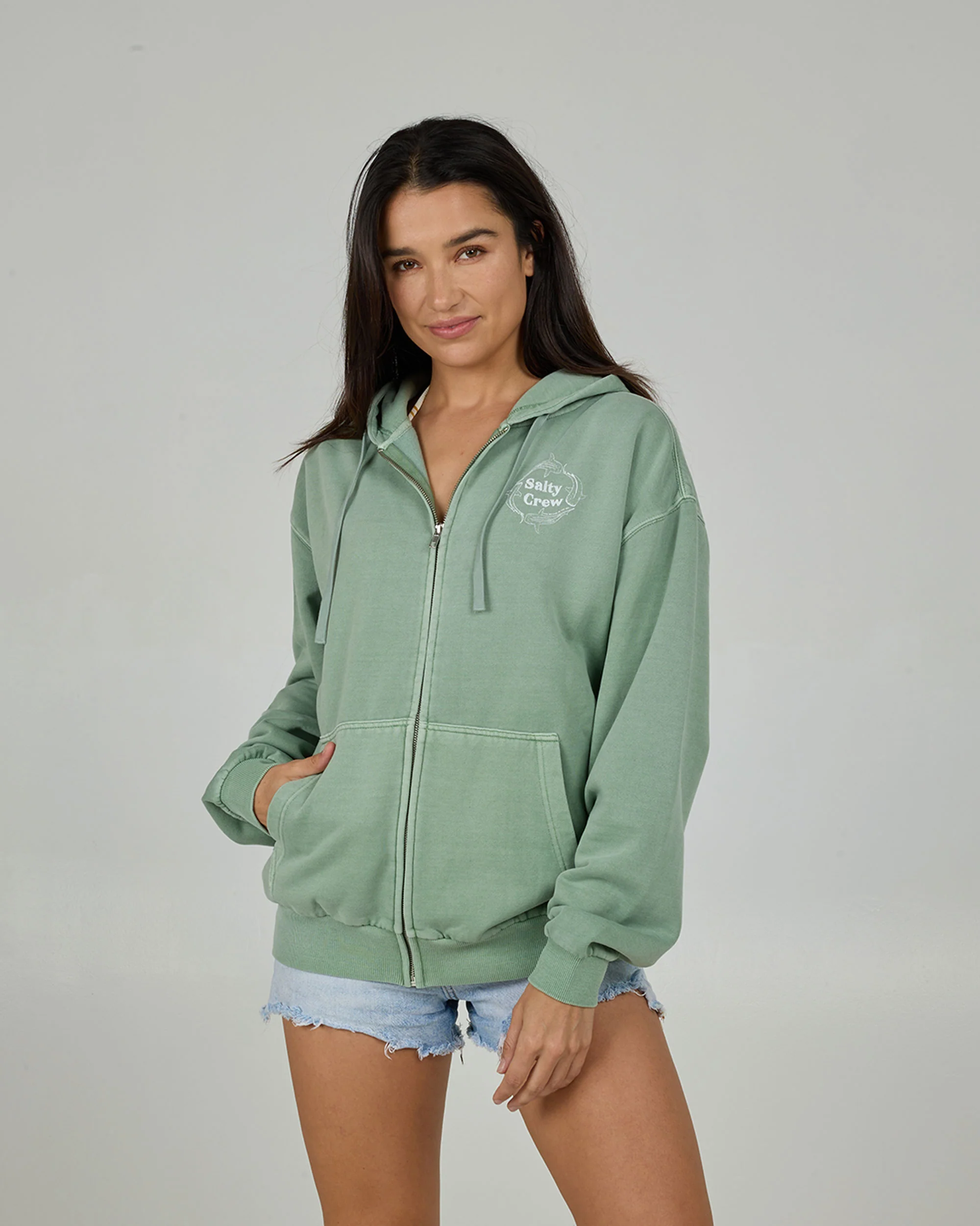Respect Zip Hoody - Sage