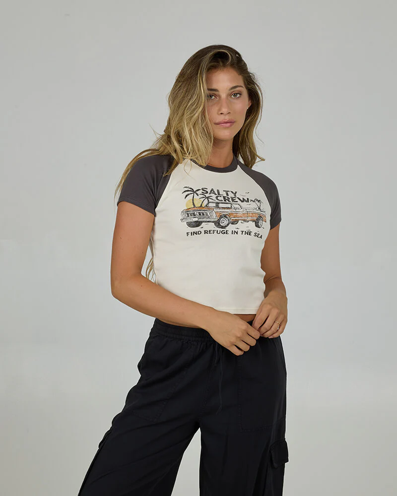 Tailgate Raglan Baby Tee - Charcoal